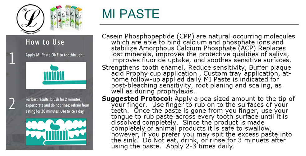 MI Paste Line of Products St. Lawrence Dentistry