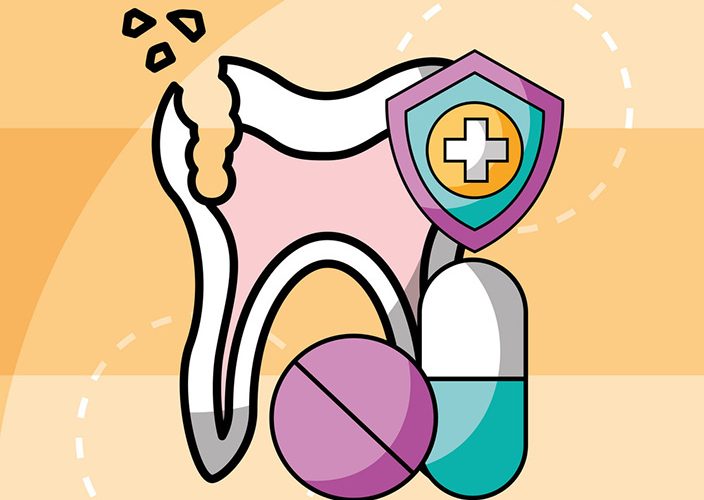 broken tooth and capsule pills medication dental vector