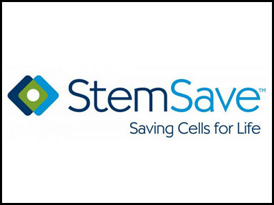 a logo of two interlocking square with the text StemSave